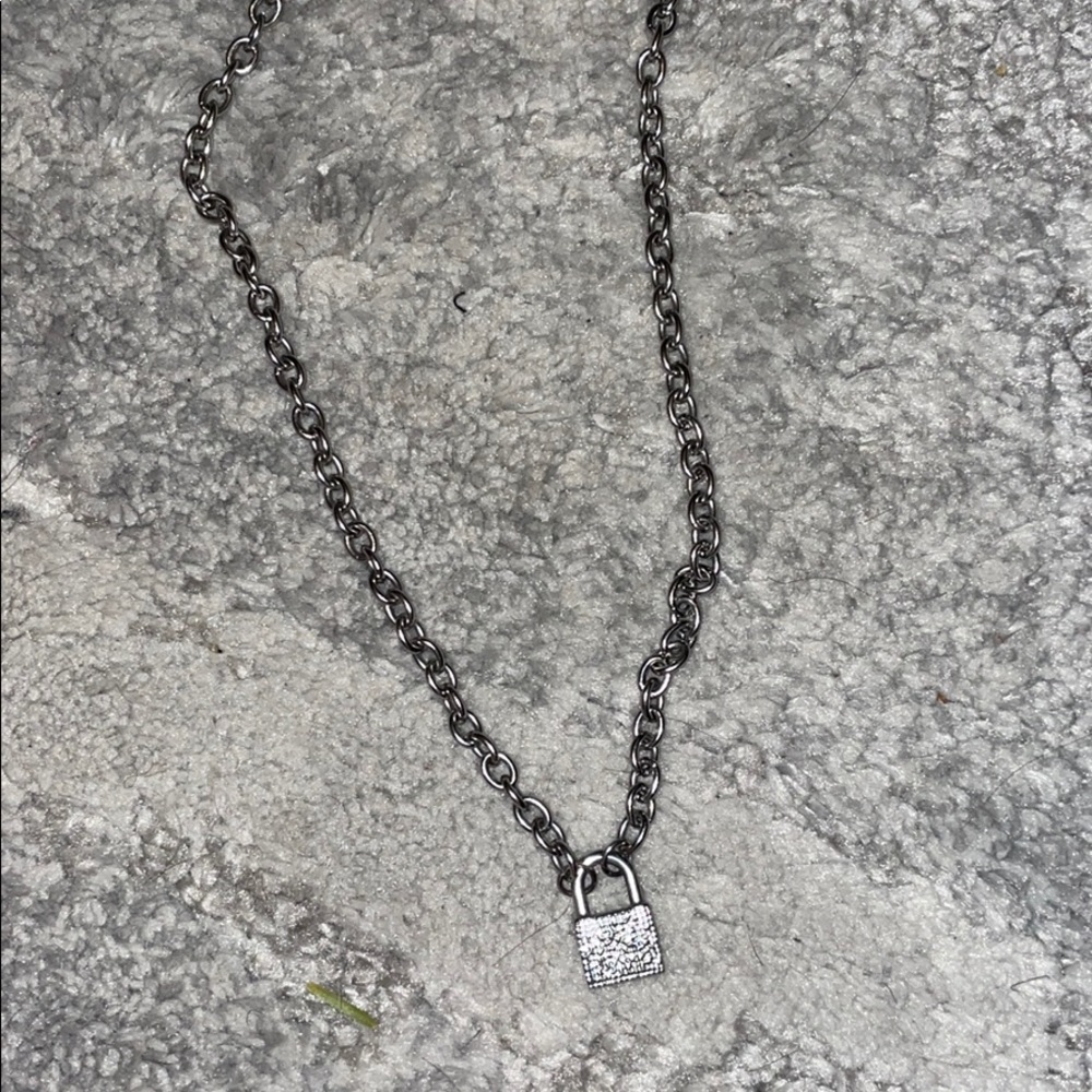 Brandy Melville silver necklace with a lock